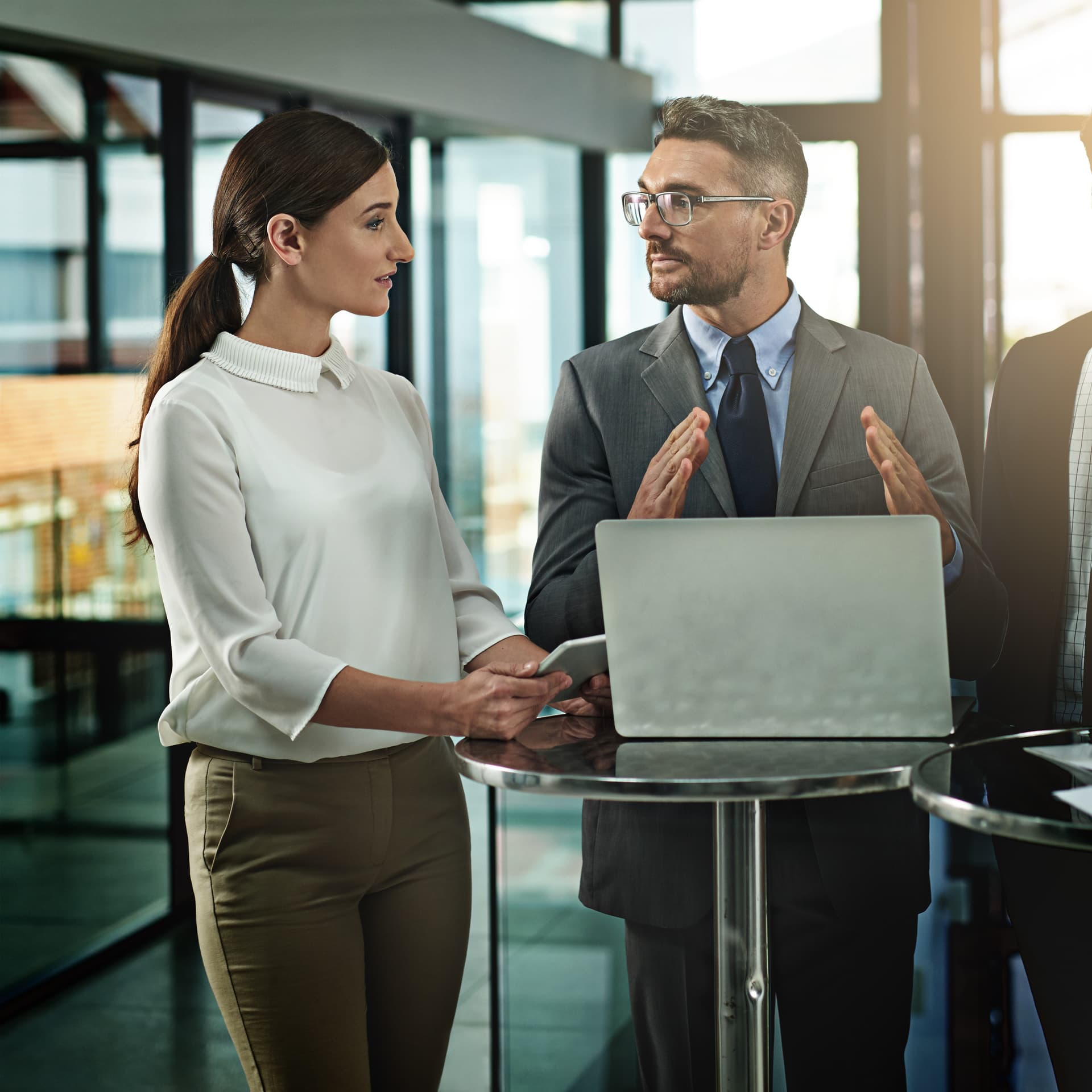 Business professional using a tablet